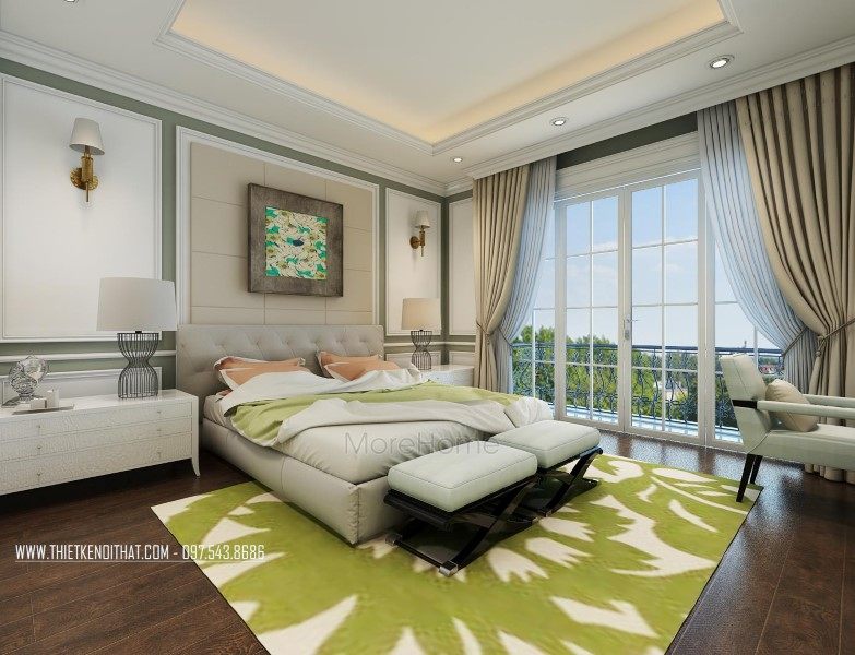 Thiết kế nội thất phòng ngủ nhà liền kề khu đô thị Văn Quán